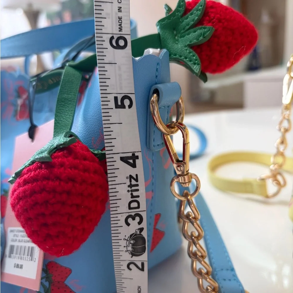 #101 NWT Juicy Couture All 3 Blue,Pink,and Yellow Sweet Strawberry Mini Tote Set - Picture 8 of 13